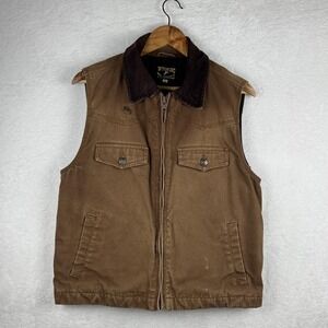 Wyoming Traders Vest Mens Medium Brown Canvas Corduroy‎ Collar Concealed Carry